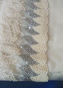 Beautiful All Over Moti Work Of White Saree
