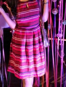 Vibrant Striped Fit &amp; Flare Dress