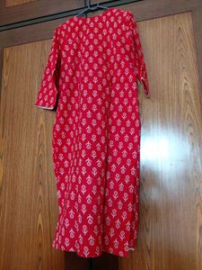Red Printed Cotton Kurta