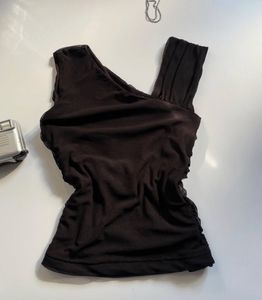 Chic Black Ruched One-Shoulder Top