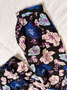 Floral Puff Sleeve Crop Top with smocked back