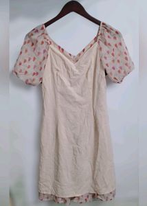 Sheer Pink &amp; Orange Print Mini Dress