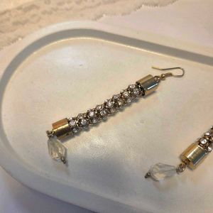 Gold &amp; Rhinestone Drop Earrings.