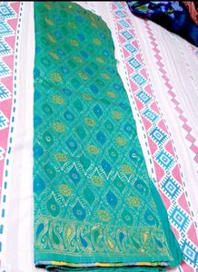 Stunning Sea green Silkcotton Saree