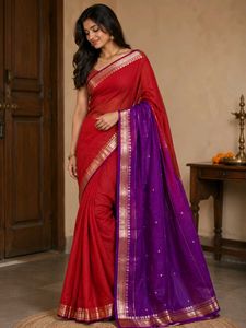Elegant Red & Purple Saree