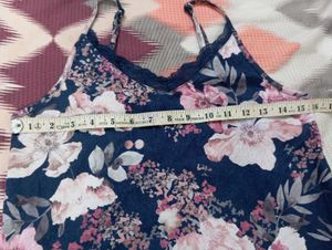 Floral Print Camisole with Lace Trim