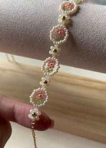 Floral Beaded Bracelet - Handmade