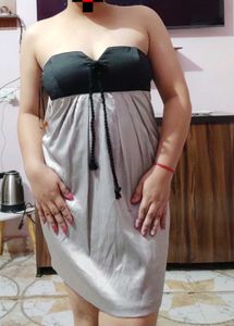 Chic Strapless Silver Dress