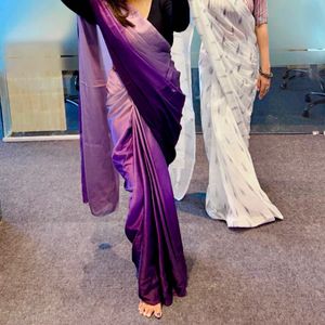 Elegant Purple Ombre Saree With Readymade Blouse