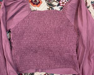 Pink Long Sleeve Crop Top