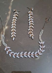 Crystal Leaf Necklace & Earring Set