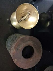 Vintage Brass Diya and Metal Holder Set