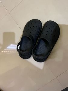 Black Croc-Style Clogs