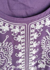 Elegant Purple Kurta Set with White Embroidery