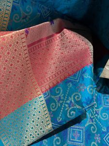 Beautiful Teal Patola Silk Saree