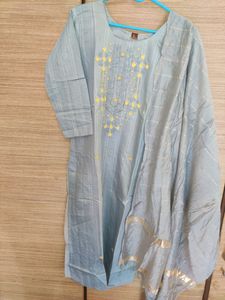 Grey Colour Heavy Embroidered Kurta Set