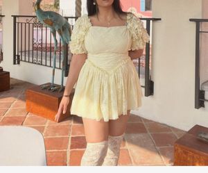 Y2k Korean Cute Yellow Lace Mini Dress with stocki