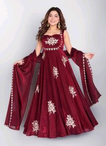 Elegant Maroon Embroidered Kurta Set