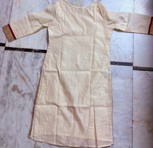 Cream embroidered Kurta with Red Zari Skirt