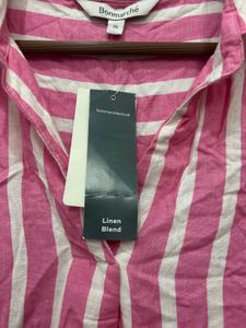 Chic Pink &amp; White Striped Button-Up Top