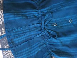 Stylish Blue Striped Peplum Top