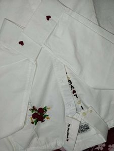 White Hand Embroidered "I Love You" Shirt