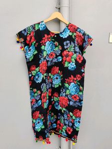 Black Floral Print Kurta 3