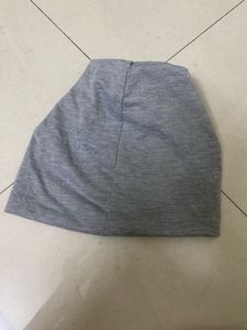 Grey Graphic Print Beanie Hat