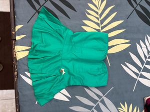 Green tube top with Floral Accent