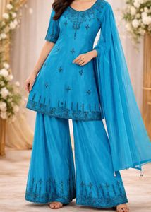 Vibrant Blue Sharara Suit