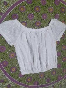White Broderie Anglaise Off-Shoulder Top
