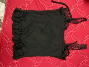 Black Lace Trimmed Bow Top