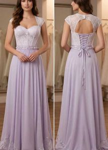 Elegant Lilac Lace Corset Gown
