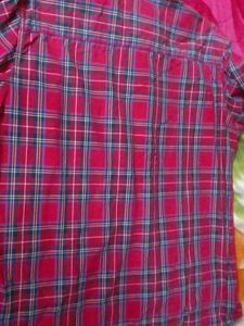Red Plaid Button-Down Shirt