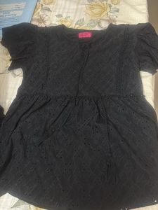 Chic Black Eyelet Tunic Top