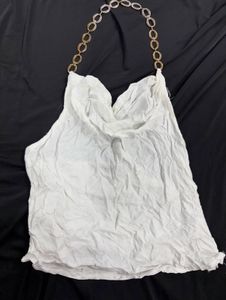 White Halter Top with Chain Detail