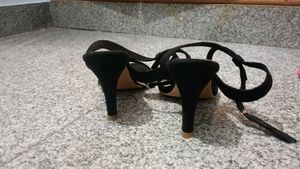 Black Suede Strappy Heels