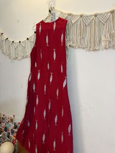 Chic Red Fish Print Wrap kurti small size