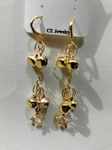 Gold Tone Bell &amp; Star Dangle Earrings