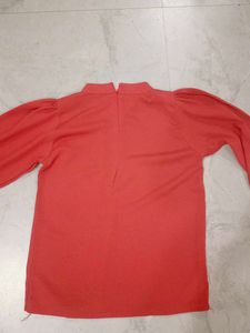 Chic Coral High Neck Blouse