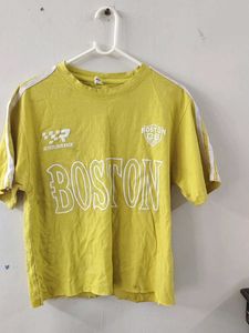 oversized Boston Graphic T-Shirt ( cropped )