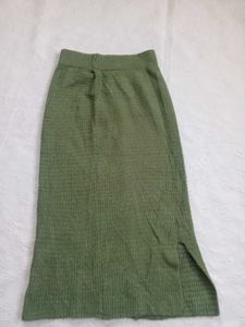Olive Green Textured Knit Skirt