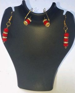 Eyerring Gold Stone,Red Rhinestone buy one get fre