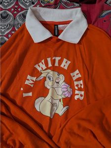 Orange Collared Sweatshirt