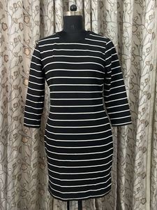 Chic Black & White Striped Dress