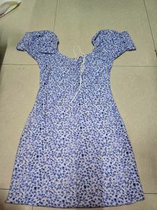 Trendy Lavender Floral Ruched Mini Dress with Puff