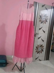 Elegant Pink &amp; Gold Ethnic Gown