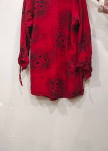Red Floral Print Kurta