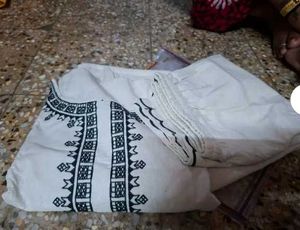 Embroidered off White Kurta