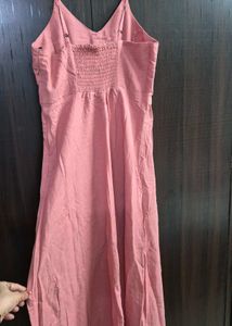 Classy Peach Midi A line Dress